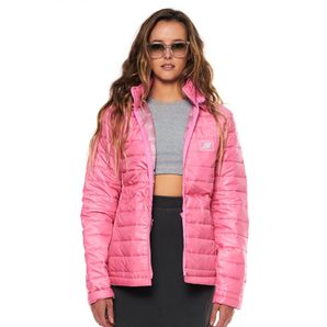 Jaqueta puffer feminina em metalassê com capuz removível mormaii