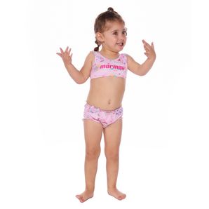 Biquíni tam 1 a 3 anos bebe top regata e tapa fralda Mormaii