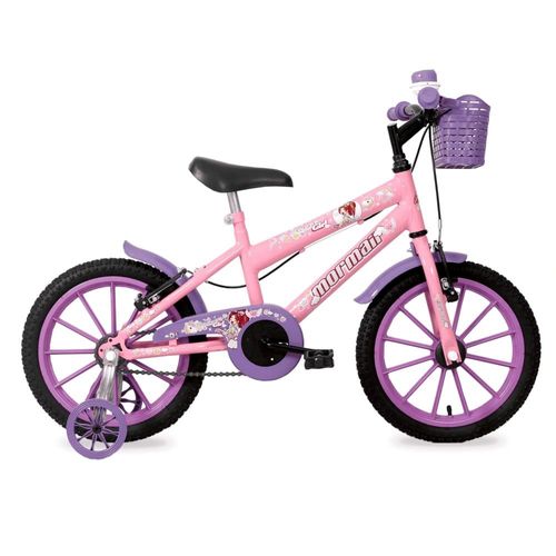 Bicicleta infantil Mormaii aro 16 pp sweet girl c23 com cesta v-brake