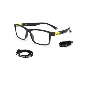 Armação Receituário Mormaii rocket infantil preto fosco amarelo
