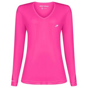Camiseta manga longa feminina decote v básica mormaii