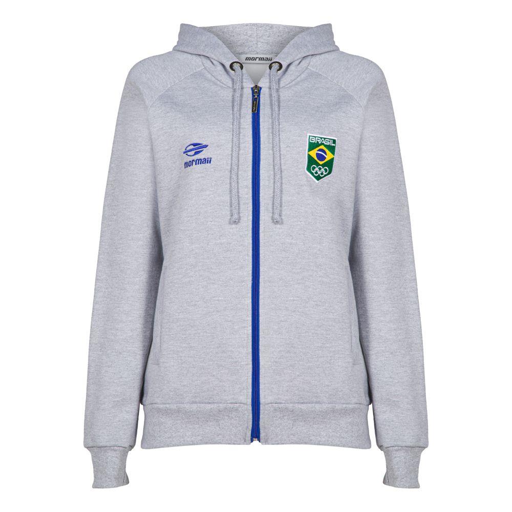 Jaqueta de moletom feminino bordado time brasil Mormaii