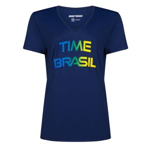Camiseta manga curta decote v feminina time brasil mormaii