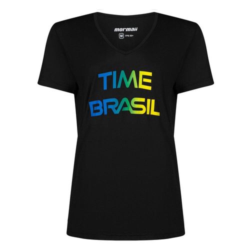 Camiseta manga curta decote v feminina time brasil mormaii