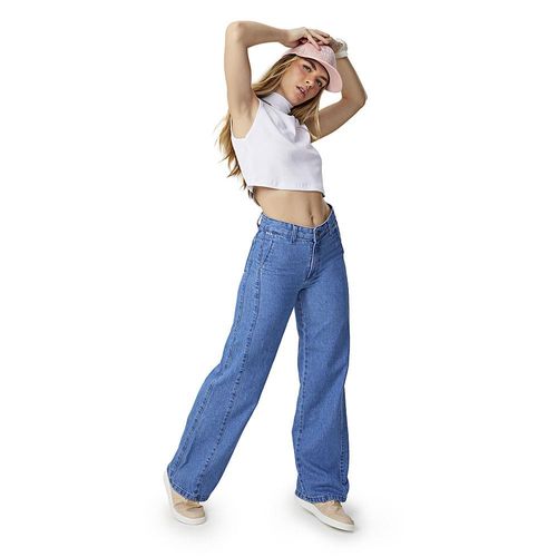 Calça jeans wide leg adulto feminino mormaii