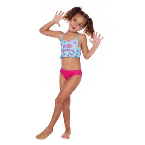 Conjunto 4/10 infantil cropped babado e calcinha Mormaii