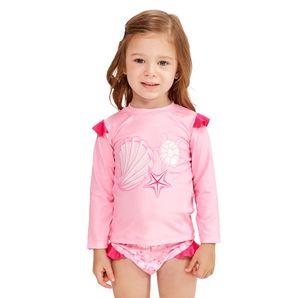 Conjunto 1 a 3 anos camiseta solar uv50+ manga bufante e calcinha babado Mormaii