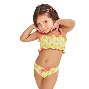 Conjunto 4 a 10 anos infantil top faixa com alças e calcinha Mormaii