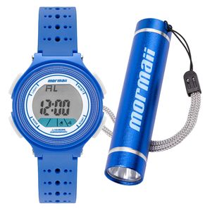 Kit relógio Mormaii unissex infantil azul - mo0974/k8a