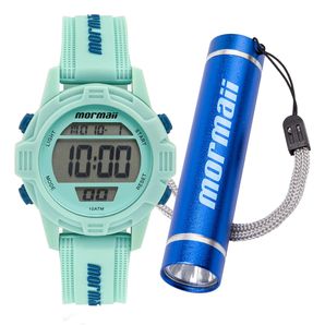 Kit relógio Mormaii masculino infantil azul - mo13800/k8a