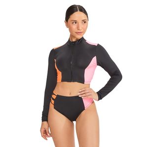 Camiseta adulto proteção solar uv50+ com ziper Mormaii
